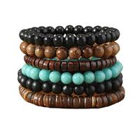 ONLYJUMP Bohemian Mix Bead Multi Layer Versatile Bracelets Set Boho Turquoise Stackable Beaded Strand Stretch Bangles Bracelets Statement Bangle Boho Jewelry Set, L, Alloy Steel, no gemstone