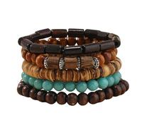 ONLYJUMP Bohemian Mix Bead Multi Layer Versatile Bracelets Set Boho Turquoise Stackable Beaded Strand Stretch Bangles Bracelets Statement Bangle Boho Jewelry Set, L, Alloy Steel, no gemstone