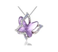 ONLYJUMP Butterfly Birthstone Crystal Necklace for Women Dainty Butterfly Necklace Sweet Butterfly Pendant Necklaces Colorful TrendyFashion Crystal Jewelry Gifts, Zinc, Crystal
