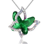 ONLYJUMP Butterfly Birthstone Crystal Necklace for Women Dainty Butterfly Necklace Sweet Butterfly Pendant Necklaces Colorful TrendyFashion Crystal Jewelry Gifts, Zinc, Crystal