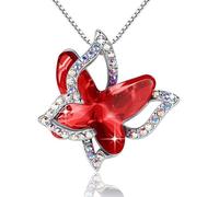 ONLYJUMP Butterfly Birthstone Crystal Necklace for Women Dainty Butterfly Necklace Sweet Butterfly Pendant Necklaces Colorful TrendyFashion Crystal Jewelry Gifts, Zinc, Crystal