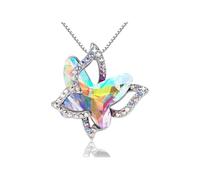 ONLYJUMP Butterfly Birthstone Crystal Necklace for Women Dainty Butterfly Necklace Sweet Butterfly Pendant Necklaces Colorful TrendyFashion Crystal Jewelry Gifts, Zinc, Crystal