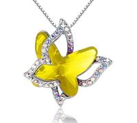 ONLYJUMP Butterfly Birthstone Crystal Necklace for Women Dainty Butterfly Necklace Sweet Butterfly Pendant Necklaces Colorful TrendyFashion Crystal Jewelry Gifts, Zinc, Crystal