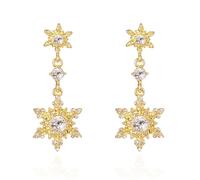ONLYJUMP Christmas Rhinestone Pearl Snowflake Stud Earrings for Women Xmas Cute Crystal Snowflake Earrings Clear Cubic Zirconia Christmas Earrings Christmas Party Jewelry Gift, L, Bronze, Diamond