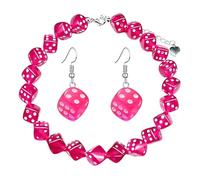 ONLYJUMP Dice Earring Choker Necklace Set for Women | Colorful Acrylic 3D Geometric Jewelry Set,Y2K Punk Hip Hop Rave Costume Accessories,Halloween Casino Party Lucky Jewelry Gift
