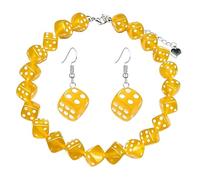 ONLYJUMP Dice Earring Choker Necklace Set for Women | Colorful Acrylic 3D Geometric Jewelry Set,Y2K Punk Hip Hop Rave Costume Accessories,Halloween Casino Party Lucky Jewelry Gift