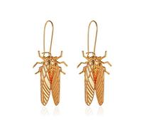 ONLYJUMP Gold Cicada Hoop Earrings for Women Vintage Statement Flying Wings Wire Insect Pendant Earrings Personalized Animal Earrings Jewelry Gifts, L, Alloy Steel, No Gemstone