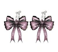 ONLYJUMP Gothic Bow Clip on Earrings for Women Vintage Ghost Bat Pumpkin Dangle Drop Clip Earrings Punk Style Acrylic Dark Vampire Earrings Victoria Funny Halloween Party Jewelry, M, Acrylic, No