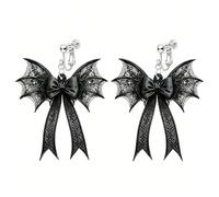 ONLYJUMP Gothic Bow Clip on Earrings for Women Vintage Ghost Bat Pumpkin Dangle Drop Clip Earrings Punk Style Acrylic Dark Vampire Earrings Victoria Funny Halloween Party Jewelry, M, Acrylic, No