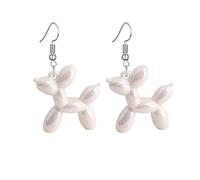 ONLYJUMP Resin Sweet 3D Dog Earrings for Women Kawaii Luminous Shining Balloon Puppy Lifelike Cute Animal Dog Earring Charm Animal Jewelry Gift, L, Alloy Steel, No Gemstone