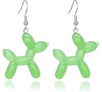 ONLYJUMP Resin Sweet 3D Dog Earrings for Women Kawaii Luminous Shining Balloon Puppy Lifelike Cute Animal Dog Earring Charm Animal Jewelry Gift, L, Alloy Steel, No Gemstone