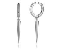 ONLYJUMP S925 Sterling Silver Minimalist Spike Dangle Drop Hoop Earrings for Women Girls Men Hypoallergenic Fashion Personalized Punk Charms Hoops Cuff Cartilage Geometric Huggie Earrings, Zinc,