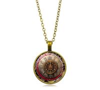 ONLYJUMP Steampunk Gear glass Pendant Necklace for Men Women Punk Vintage Gothic Antique Clockwork Steam Gear Chain Necklaces Sweater Steam Gears Jewelry Gift, L, Alloy Steel, Cubic Zirconia