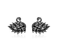 ONLYJUMP Swan Stud Earring for Women Dainty Crystal Swan Stud Earrings Black and White Swan Bird Earrings 3D Cubic Zirconia Cluster Animal Stud Earrings Jewelry Gifts, L, Alloy Steel, No Gemstone