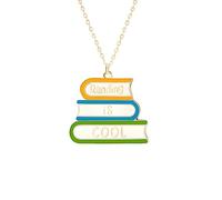 ONLYJUMP Teacher Necklace for Women Rainbow Pencil Book Dangle Pendant Sparkly Crystal Rhinestone Jewelry Appreciation Gifts for Professors Teachers, M, Metal, No Gemstone