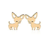 ONLYJUMP Tiny Stainless Steel Chihuahua Earrings for Women Girls Cute 18k Gold Silver Plated Pet Dog Puppy Fox Shaped Animal Post Stud Earrings Love My Pet Hypoallergenic Jewelry, Zinc, unknow