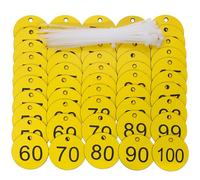 ONLYKXY 1-100 Number Tags Plastic Numbered Marking Identification Hang Tags Luggage Labels ID Tag with Rings for Organized Coded Key Box Cabinet Plant Coding Tag (Yellow)