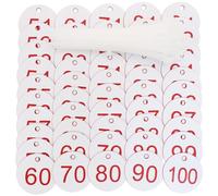 ONLYKXY 1-100 Number Tags Plastic Numbered Marking Identification Hang Tags Luggage Labels ID Tag with Rings for Organized Coded Key Box Cabinet Plant Coding Tag (White/Red Letter)