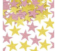 ONLYKXY 100pcs 1inch Big Glitter Table Confetti for Decor,Scatter Bless Confetti Decoration for Easter Spring Bride Shower Birthday Wedding Theme Graduation Party Valentine's Day (Star, Gold & Pink)