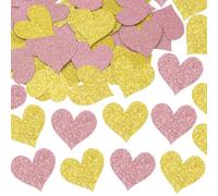 ONLYKXY 100pcs 1inch Big Glitter Table Confetti for Decor,Scatter Bless Confetti Decoration for Easter Spring Bride Shower Birthday Wedding Theme Graduation Party Valentine's Day (Heart, Gold & Pink)