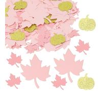 ONLYKXY 100pcs Halloween Themed Table Confetti Decor Glitter Scatter Bless Sequins for Halloween Thanksgiving Easter Bride Shower Birthday Party Bachelorette Balloon (Pink Maple Leaves,Gold Pumpkin)