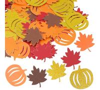 ONLYKXY 100pcs Halloween Themed Table Confetti Decor Glitter Scatter Bless Sequins for Halloween Thanksgiving Easter Bride Shower Birthday Party Bachelorette Balloon (Maple Leaves & Pumpkin)