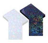 ONLYKXY 100pcs Soft Clear Plastic Heart Glitter Bag Storage Pouch Laser Sleeve Cover Pocket Holder Holographic Photo Protector Top Loader for 3in Trading Card Coin Jewelry (Black & White)
