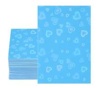 ONLYKXY 100pcs Soft Clear Plastic Heart Glitter Bag Storage Pouch Laser Sleeve Cover Pocket Holder Holographic Photo Protector Top Loader for 3in Trading Card Coin Jewelry (Blue)
