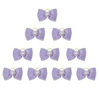 ONLYKXY 10pcs Glitter Pet Grooming Bow with Rubber Band Mini Elastic Hair Tie Hair Rope Cute Flower Bowknot Accessory for Styling Holiday Photo Dog Cat Party Craft Handmade Sewing Gift (Purple)