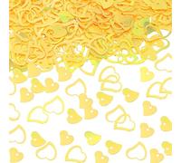 ONLYKXY 1200Pcs Love Heart Shaped Confetti, Table Wedding Decoration, Glitter Confetti for Wedding Party (Glitter Yellow)