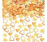 ONLYKXY 1200Pcs Love Heart Shaped Confetti, Table Wedding Decoration, Glitter Confetti for Wedding Party (Glitter Orange)