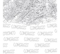 ONLYKXY 15gram Glitter Table Confetti Decor Scatter Bless Confetti Grad Party Decor for Congrats College Graduation Birthday Wedding Party Chocolate Favor Envelope Decal (Silver CONGRATS)