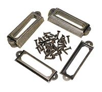 ONLYKXY 20Pcs Antique Brass Metal Drawer Door Lab Tag Label Pull Frame Handle File Name Card Holder for Furniture Cabinet Hardware Box Case Bin 17x60mm (Bronze)
