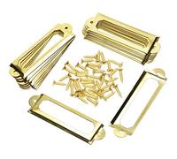 ONLYKXY 20Pcs Antique Brass Metal Drawer Door Lab Tag Label Pull Frame Handle File Name Card Holder for Furniture Cabinet Hardware Box Case Bin 1760mm (Gold)