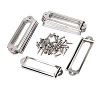 ONLYKXY 20Pcs Antique Brass Metal Drawer Door Lab Tag Label Pull Frame Handle File Name Card Holder for Furniture Cabinet Hardware Box Case Bin 1760mm (Silver)