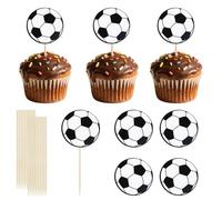 ONLYKXY 20pcs Soccer Theme Cake Cupcake Toppers Cute Football Lover Party Food Appetize Decor Stick Picks for Sports Party Bride Shower Birthday Hallowmas Christmas Wedding Mini Cake Wall (Soccer)