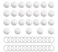 ONLYKXY 26pcs Silver A-Z Alphabet Letter Number Tags Stainless Steel Numbered Marking Identification Hang Tags Luggage Labels ID Tag with Rings for Organized Coded Key Box Cabinet Plant Coding Tag