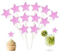 ONLYKXY 30pcs Glitter Star Cake Cupcake Toppers Toothpick Flag Cute Food Appetizer Decor Funny Stick Picks DIY Marker Tag Sign for Theme Party Bride Shower Birthday Wedding (Purple)