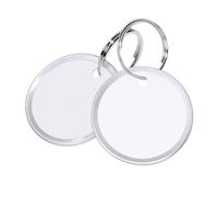 ONLYKXY 60pcs Round Paper Label Tag with Split Ring for Key Chain,Universal Identifiers Name Luggage Marking Tag with Metal Rim Blank Coded Price Display Hanging for Home,Office (White, 1 in)