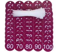 ONLYKXY Plastic Number Tag 1-100 Numbered Marking Identification Hang Tags Luggage Labels ID Tag with Rings for Organized Coded Key Box Cabinet Plant Coding Tag (Purple)