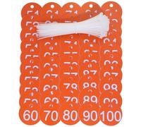 ONLYKXY Plastic Number Tag 1-100 Numbered Marking Identification Hang Tags Luggage Labels ID Tag with Rings for Organized Coded Key Box Cabinet Plant Coding Tag (Orange)