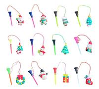 Onlynery Golf Ball Tees, Christmas Cartoon Zero Friction Golf Tees with Anti-Lost Rope, Colorful Tees Tall Golfing Tees for Golfing Practice, Sports Tournaments