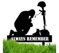 Onlynery Kneeling Soldier Ornaments | Silhouette Garden Metal Kneeling Soldier, Wrought Iron Easy to Install Kneeling Soldier Silhouette, No Fading No Rust Garden Decor for Men, Women, Friends