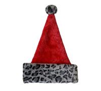 Onlynery Santa Hat for Adults, Soft Warm Winter Time, Plush Santa Hat with Leopard Pattern, for New Year's Eve Party, Gathering, Photography, Parade, Family, Friends, Mother, Girlfriend