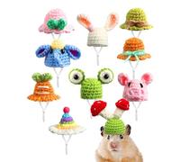 Onlynery Small Animals Hat | 10pcs Cute Lizard Hat | With Adjustable Strap Guinea Christmas Hat, Hand Knitted Tiny Hat For Bearded Dragon, Reptile