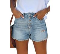 onlypuff Jean Shorts for Women Frayed Cut Off Denim Short High Waisted Ripped Distressed Mid Rise Trendy Summer Outfits