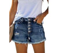 onlypuff Jean Shorts for Women Frayed Cut Off Denim Short High Waisted Ripped Distressed Mid Rise Trendy Summer Outfits