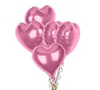ONLYQIQIU Pack of 5 Pink Heart Balloons, 18 Inches Heart Shape Foil Balloons Helium for Valentines Engagement Bridal Shower Graduation Baby Shower Wedding Anniversary Birthday Party Decorations