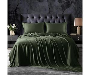 OnlySet 18-24 Inch Extra Deep Pocket California King Size Sheets Set, 100% Viscose Derived from Bamboo Sheets Cal King Size Bed Sheets, 4Pcs Soft Forest Green Cooling Sheets for Hot Sleepers