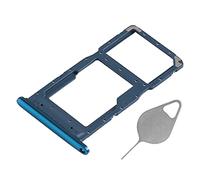 OnlyTech - Dual SIM card tray and micro SD memory card for Huawei P Smart 2019 blue + removal tool